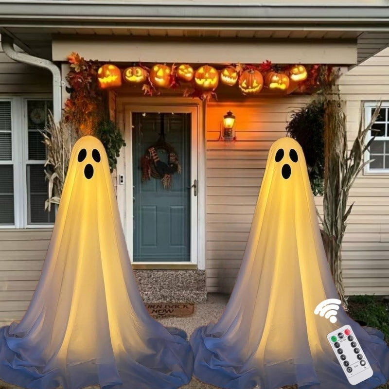 Halloween decoration ghost with witch hat – atmospheric glowing ghost figures for party & home