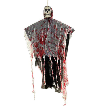 Halloween Hanging Ghost Decoration with Glowing Skull for Spooky Parties and Decor