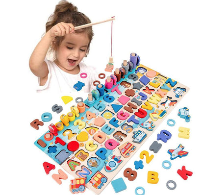 Kinder Lernspielzeug Holz Steckpuzzle Alphabet Zahlen Motorik Montessori