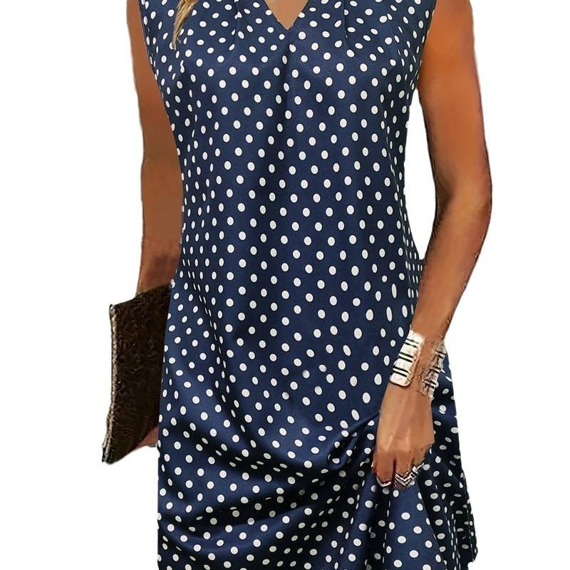 Rebecca – Gepunktetes V-Ausschnitt-Westen-Kleid
