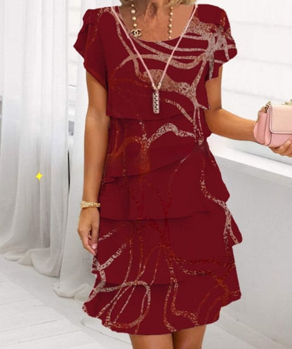 Damen Elegantes Lagenlook Patchwork Midikleid – Stilvolles Sommerkleid für Alltag und Feierlichkeiten