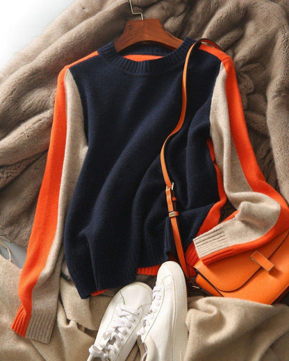 Damen Pullover Colorblock Style Modern Freizeit & Büro