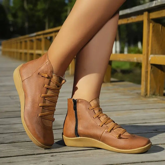 Damen Komfort-Stiefeletten für Herbst & Winter – Modische Alltags-Schuhe mit Reißverschluss und ergonomischer Sohle