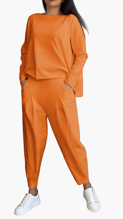 Damen Zweiteiler Cozy Lounge Set – Modischer Freizeitanzug für Zuhause & Alltag