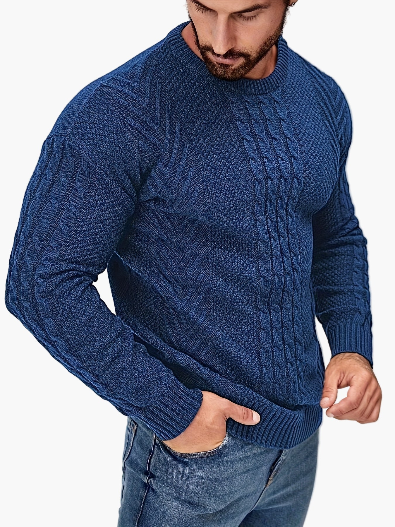 Men's knitted sweater in casual style – fashionable leisure sweater for autumn and winter