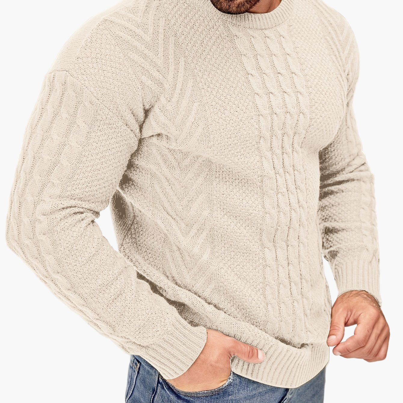 Men's knitted sweater in casual style – fashionable leisure sweater for autumn and winter