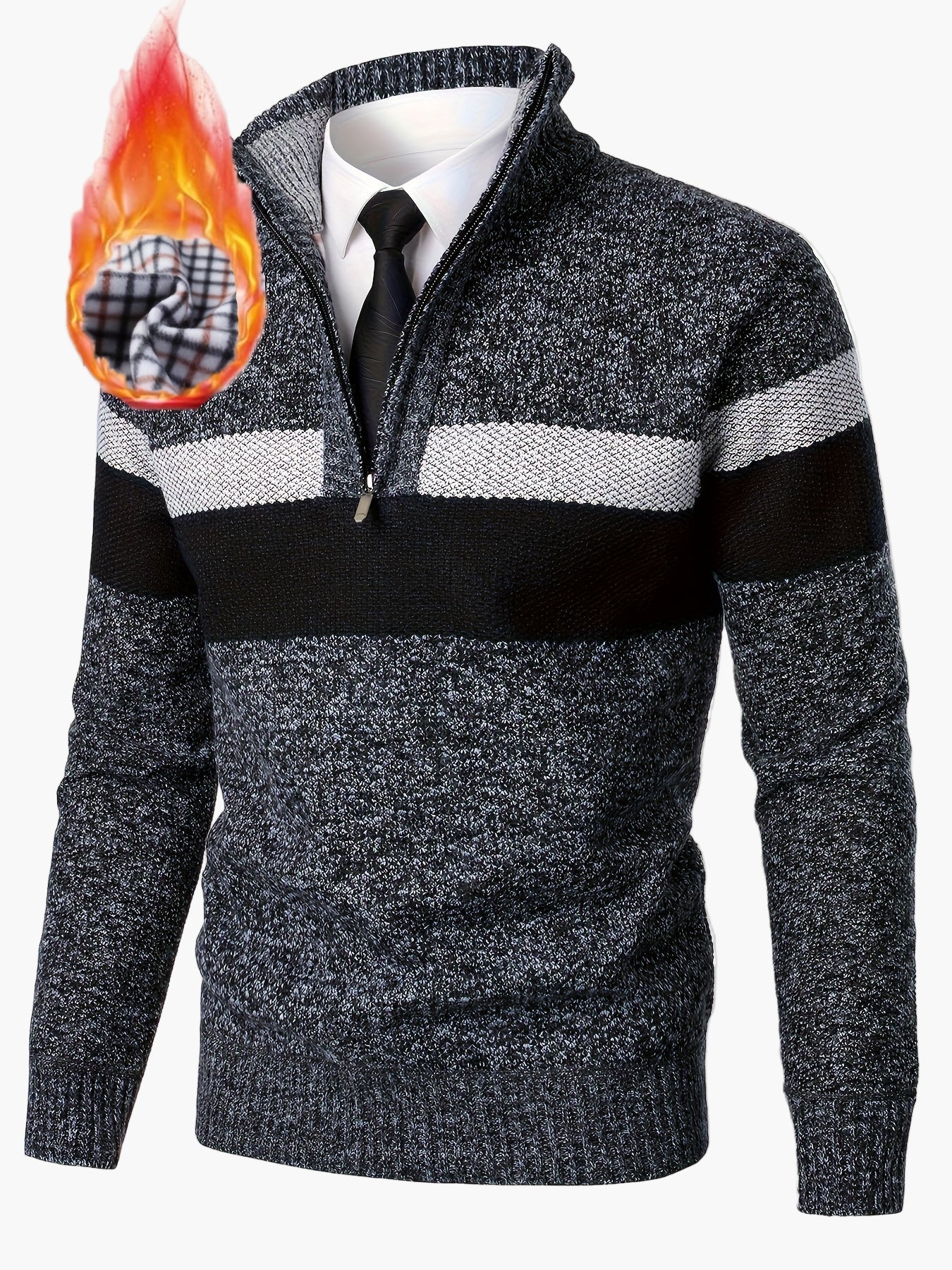 Men's knitted pullover with quarter zipper – fashionable casual style for autumn & winter