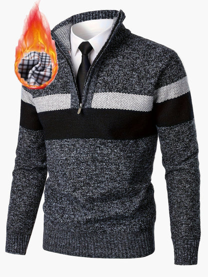 Men's knitted pullover with quarter zipper – fashionable casual style for autumn & winter