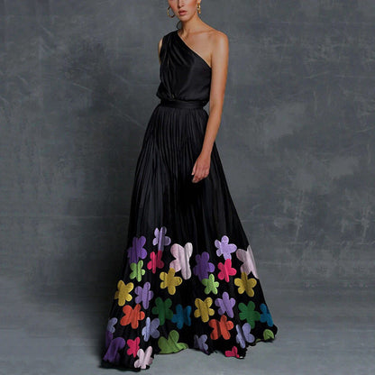 Georgina – Maxi dress without straps with contrasting colors