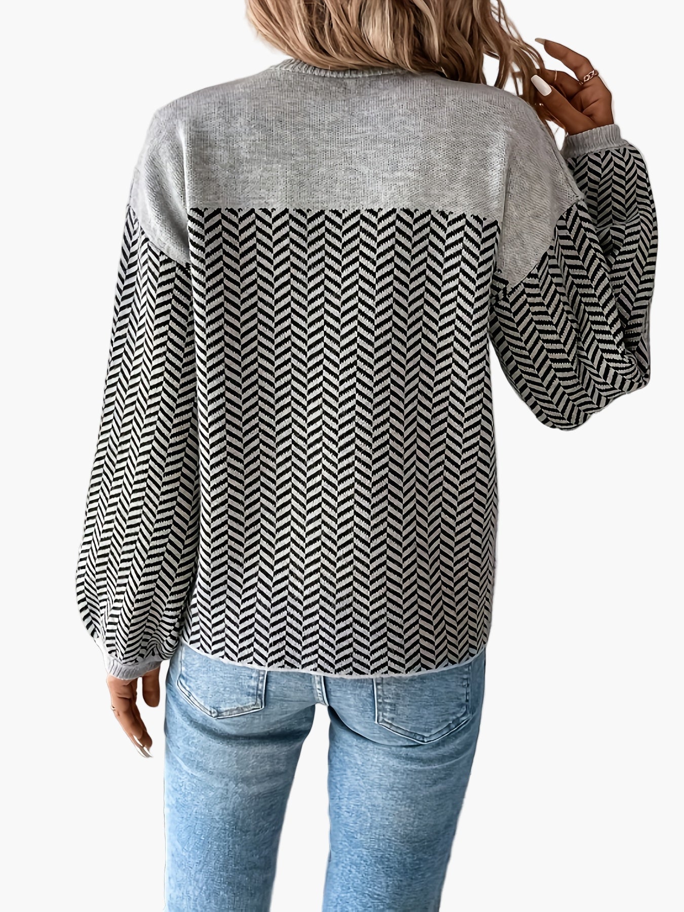 Damen Strickpullover mit Pfeilmuster, lässig, perfekt für Herbst und Winter