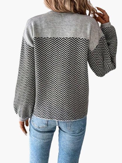 Damen Strickpullover mit Pfeilmuster, lässig, perfekt für Herbst und Winter