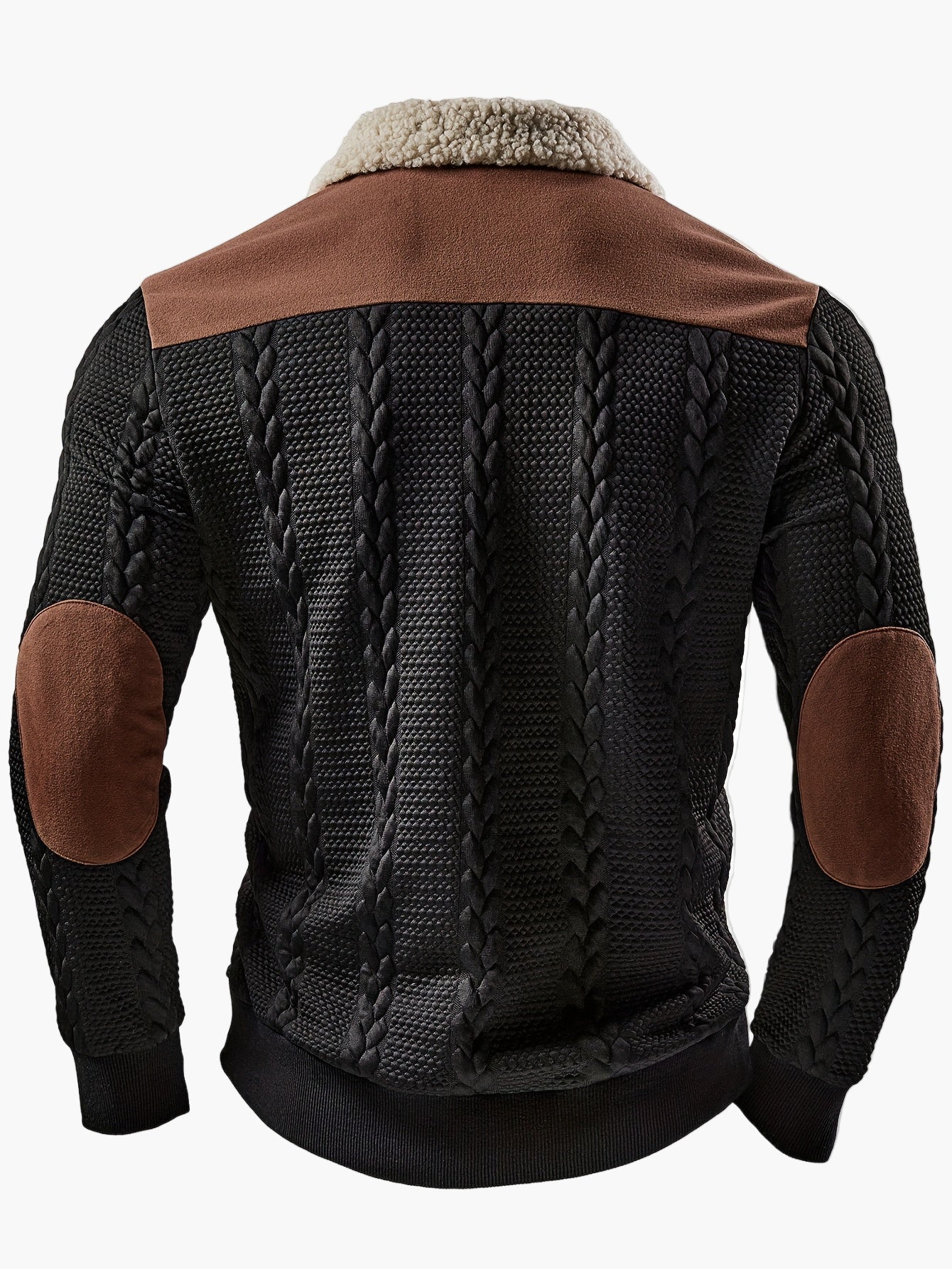 Men's knitted sweater with zipper and teddy collar – fashionable casual look for autumn and winter