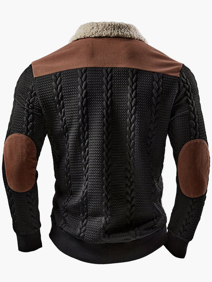 Men's knitted sweater with zipper and teddy collar – fashionable casual look for autumn and winter