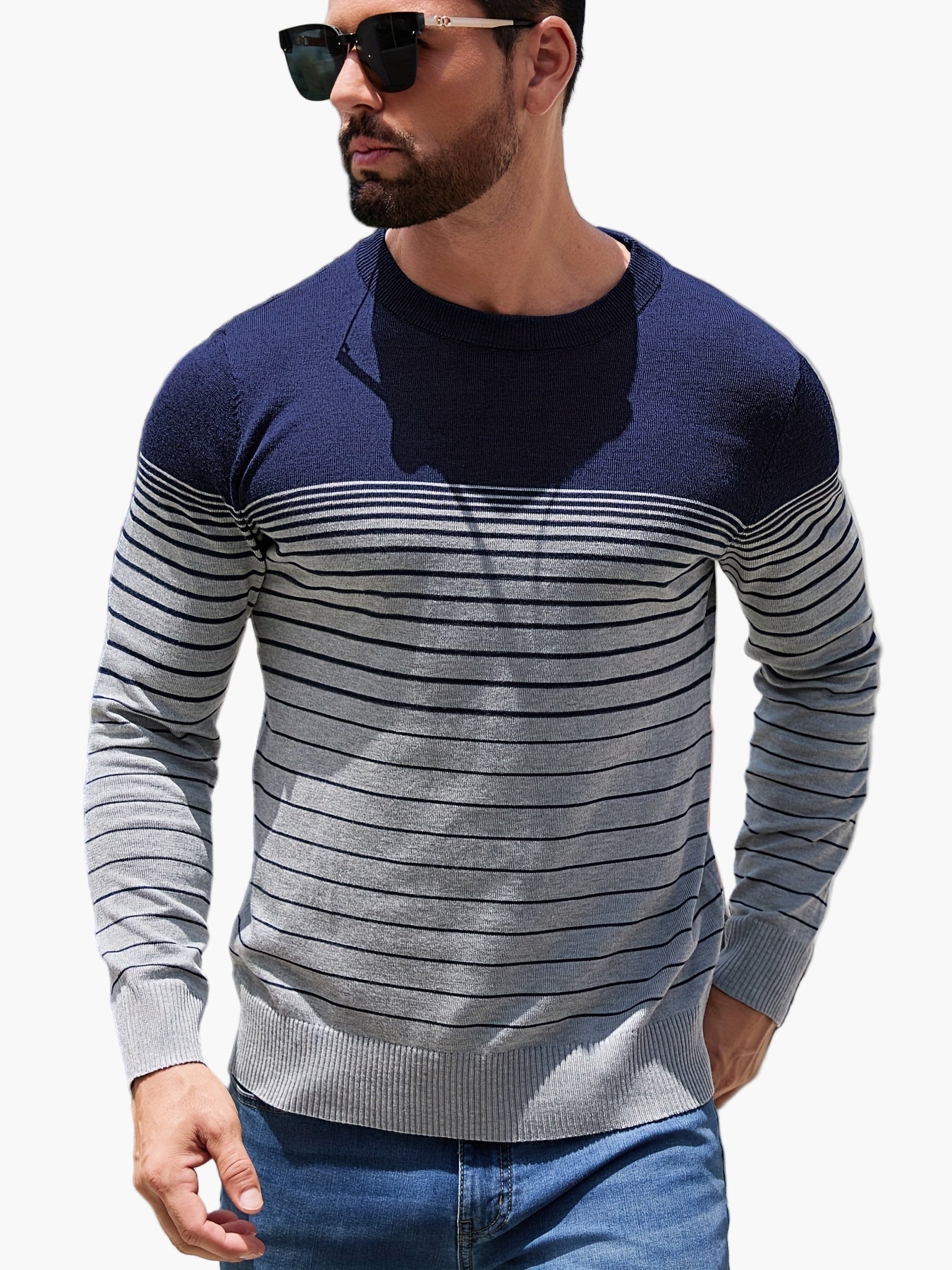 Men's Sweater Casual Stripe Pattern Long Sleeve – Stylish for Everyday and Leisure