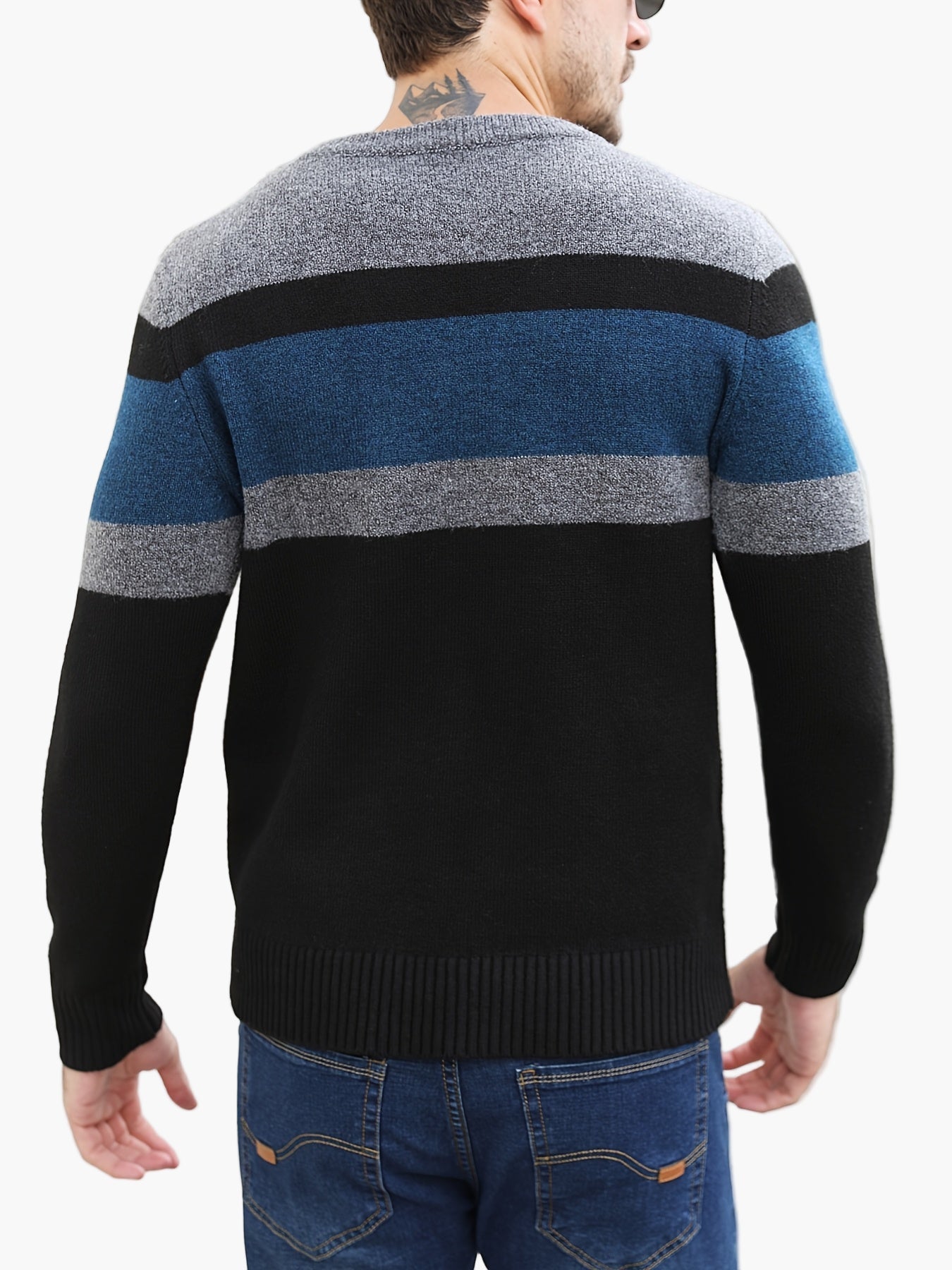 Men's Sweater with Stripe Pattern – Modern Casual Look for Autumn and Winter