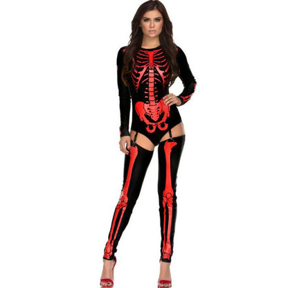 Women's Halloween Skeleton Jumpsuit Costume for Party & Dressing Up