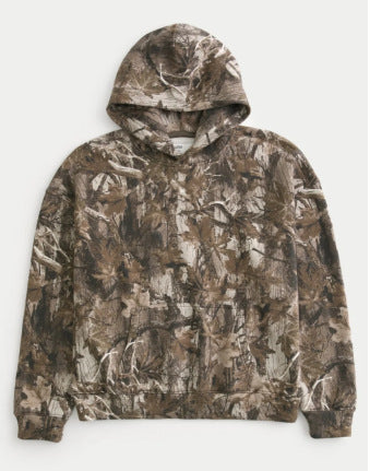 Margaret – Übergroßer Sport Hoodie mit Camouflage-Print und Ahornblatt-Muster