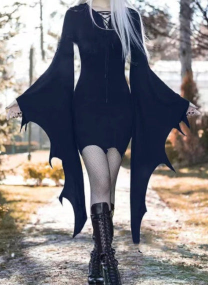 Halloween women's dress vampire bat witch costume gothic party outfit