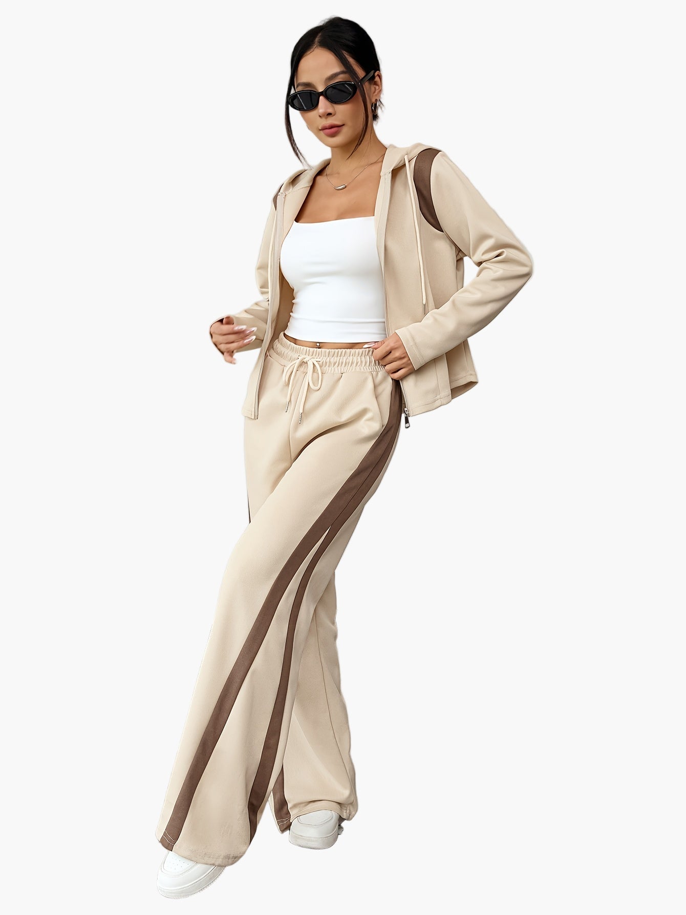 Women's Casual Tracksuit Set with Hoodie – Two-Piece, Casual, Ideal for Everyday and Sports