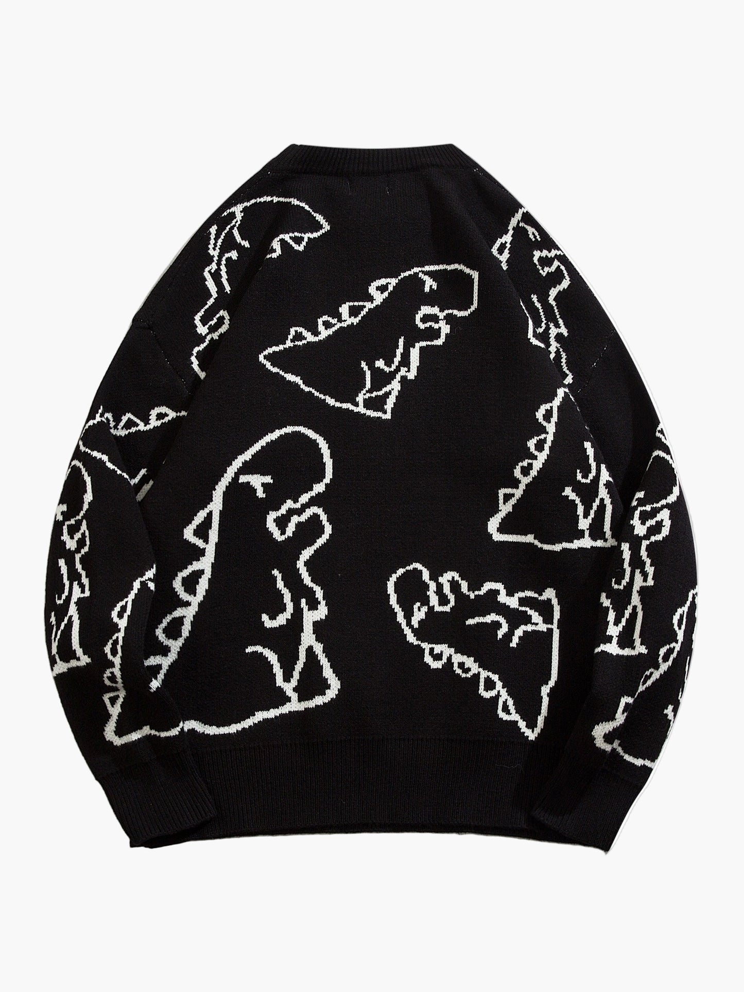 Men's sweater with cartoon dinosaur pattern, casual, oversized, ideal for autumn/winter