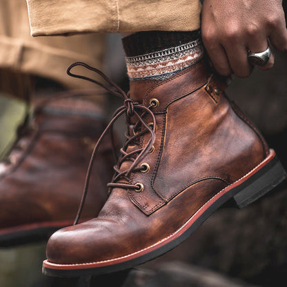 Aidan – Retro Herrenstiefel mit Schnürung und niedrigem Absatz