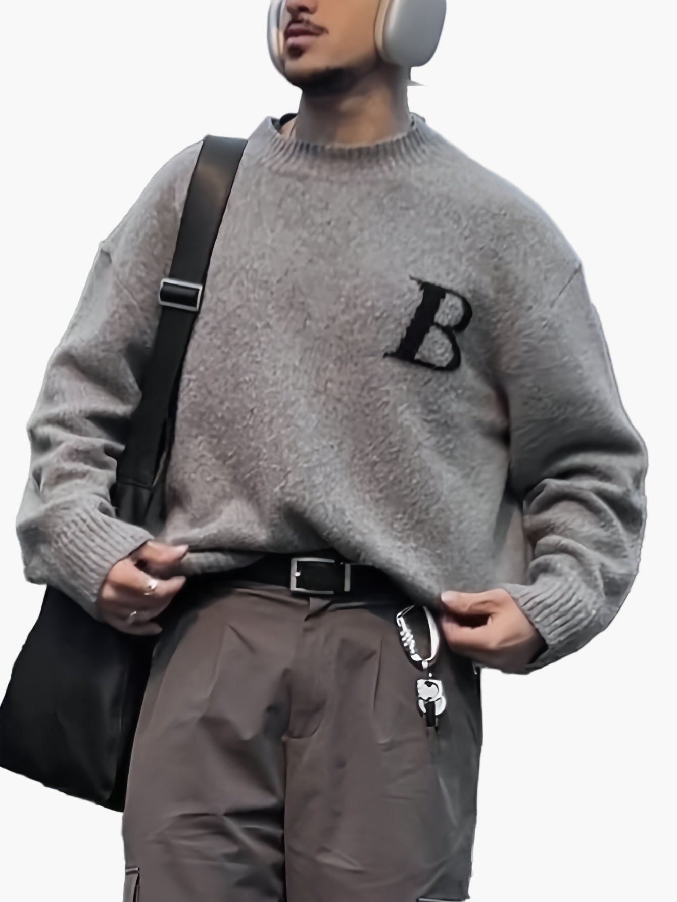 Men's street style pullover with letter pattern and loose fit – perfect for autumn and winter