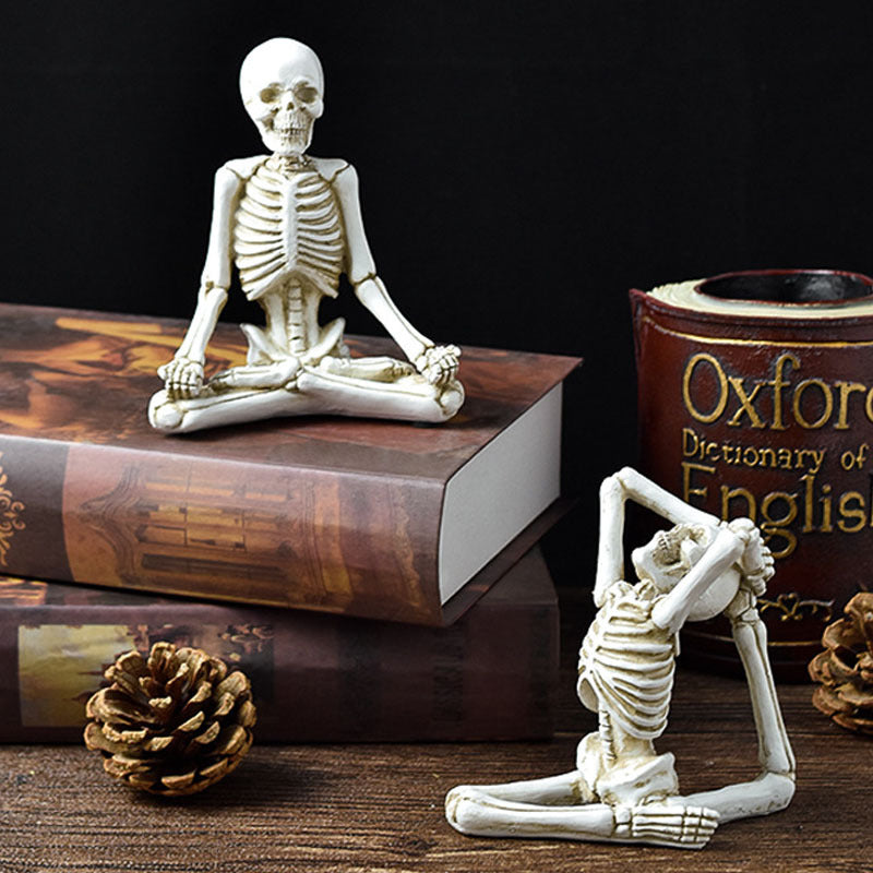 Halloween decorative figure yoga skeleton – funny skeleton figures for Halloween parties & spooky decorations
