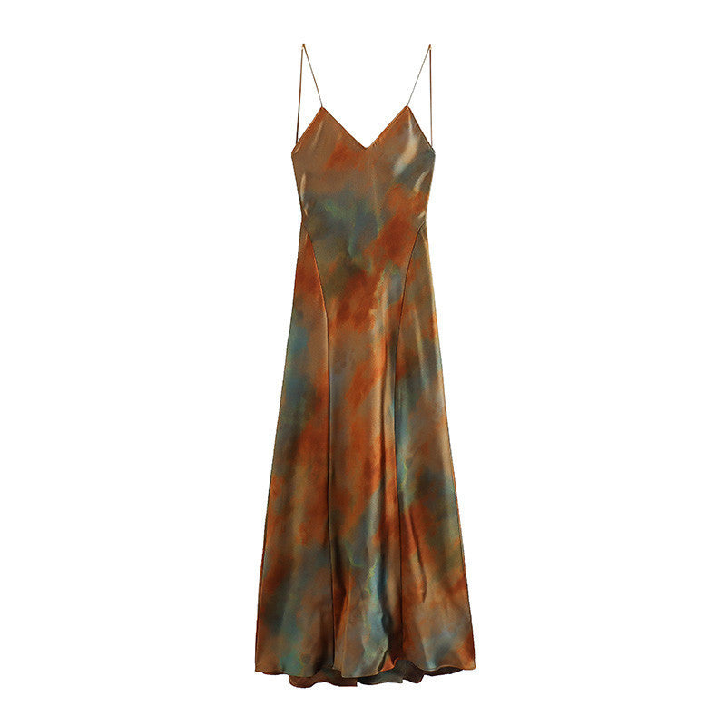 Barbara – Ärmelloses, gefärbtes Midikleid mit Tailleneinsatz