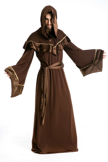 Halloween Men's Monk Costume Robe with Hood – Perfect for Halloween Parties & Spooky Disguise