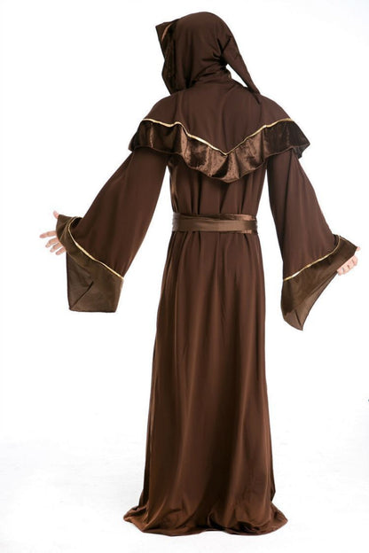 Halloween Men's Monk Costume Robe with Hood – Perfect for Halloween Parties & Spooky Disguise