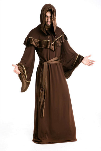 Halloween Men's Monk Costume Robe with Hood – Perfect for Halloween Parties & Spooky Disguise