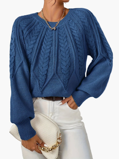 Damen Strickpullover im Zopfmuster-Design – Eleganter Freizeit-Look für Alltag & Büro