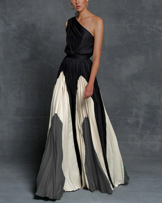 Georgina – Maxi dress without straps with contrasting colors