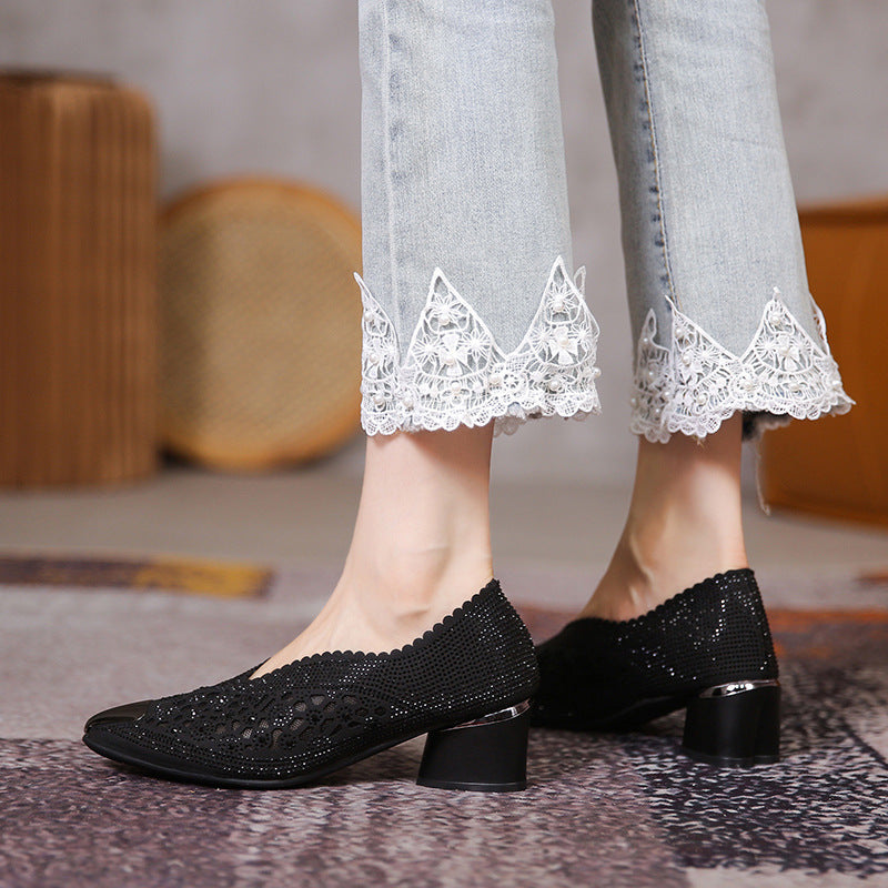 Michelle – High Mesh Pumps with Rhinestones