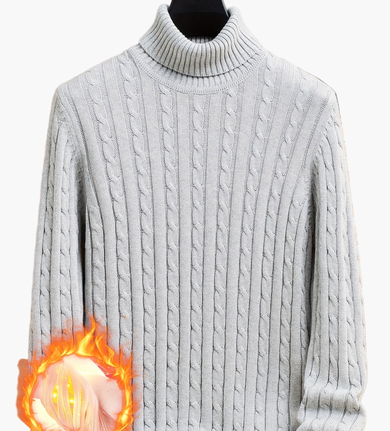 Men's Cable Knit Turtleneck Sweater – Stylish Knit Pullover for Everyday & Leisure