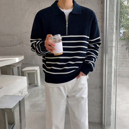 Stanley – Long-sleeved Sweater with Lapel for Men