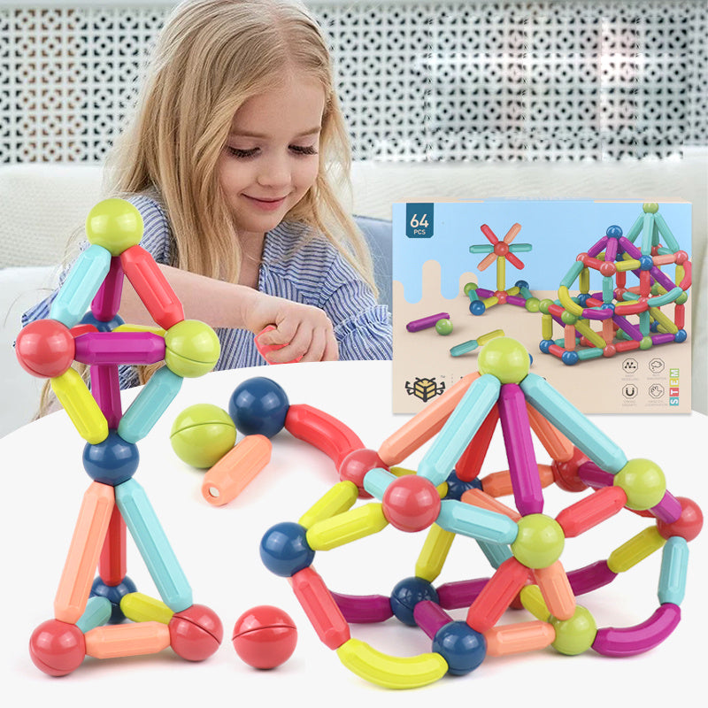Magnetische Konstruktionsspielzeug-Bausteine für Kinder – Kreatives Lernspielzeug, pädagogisches Steckspiel ab 1 Jahr