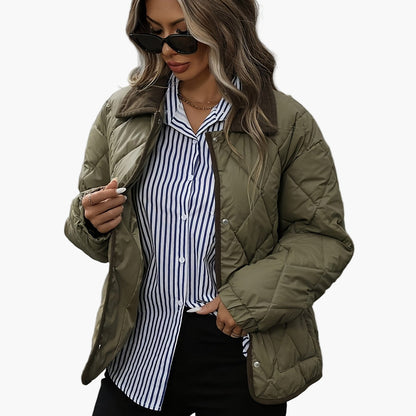Women's Vintage Quilted Jacket with Contrast Details – Stylish Transitional Jacket for Everyday and Leisure