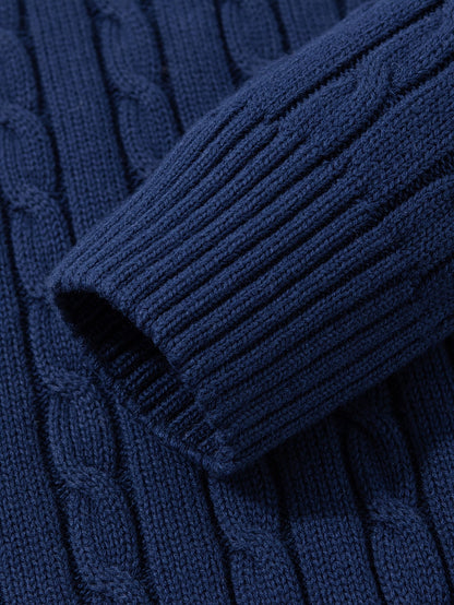 Men's Cable Knit Turtleneck Sweater – Stylish Knit Pullover for Everyday & Leisure