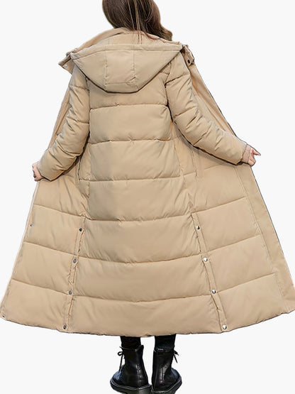 Women's Long Quilted Coat Elegant Winter Coat with Hood – Perfect for Everyday and Outdoor Use