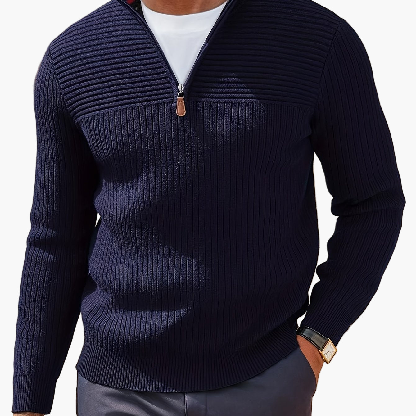 Men's Half-Zip Knit Sweater – Stylish Casual Sweater for Autumn and Winter