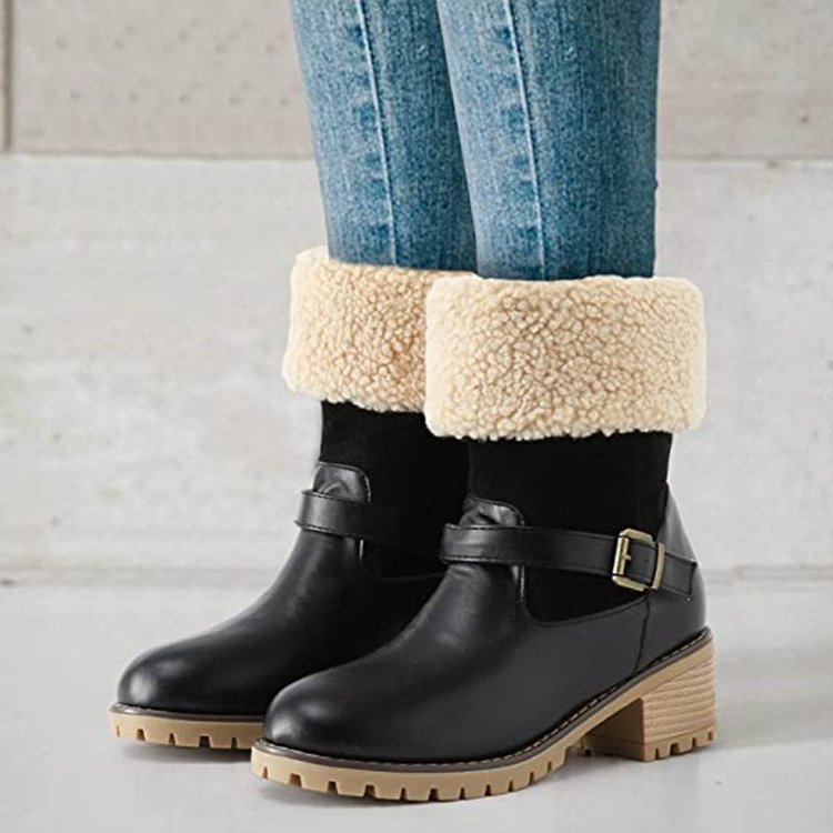 Heather – Modische Stiefel mit Schnalle und klobigem Absatz für Damen