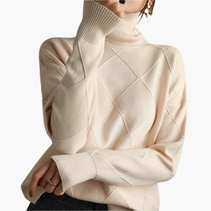 Women's knitted sweater with diamond pattern – modern comfort for everyday and leisure