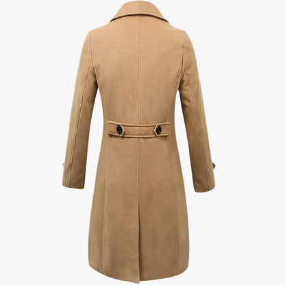 Men's Elegant Business & Leisure Long Coat – Double-Breasted, Modern Design, Stylish Appearance