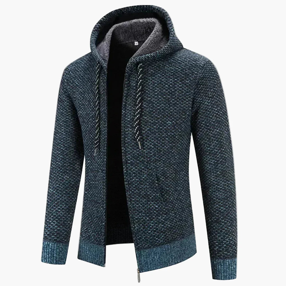 Herren Strick-Kapuzenjacke für Herbst & Winter – Warmes Freizeit Hoodie mit Reißverschluss