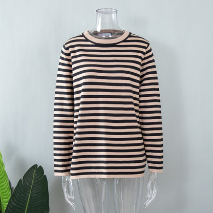 Damen Strickpullover mit Streifen – Lässiger Alltags-Sweater, zeitloser Stil, ideal für Büro & Freizeit