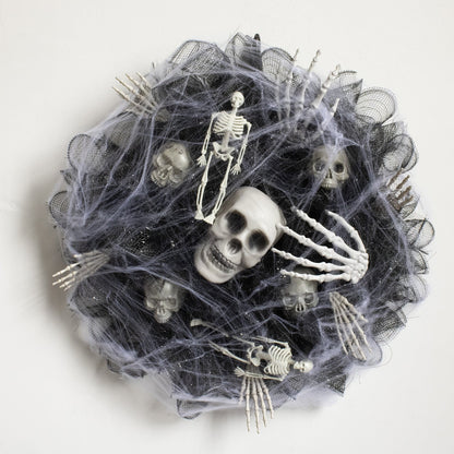 Halloween Door Wreath Skeleton Decoration – Spooky Door Ornament for Halloween Parties & Decor