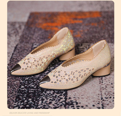 Michelle – High Mesh Pumps with Rhinestones