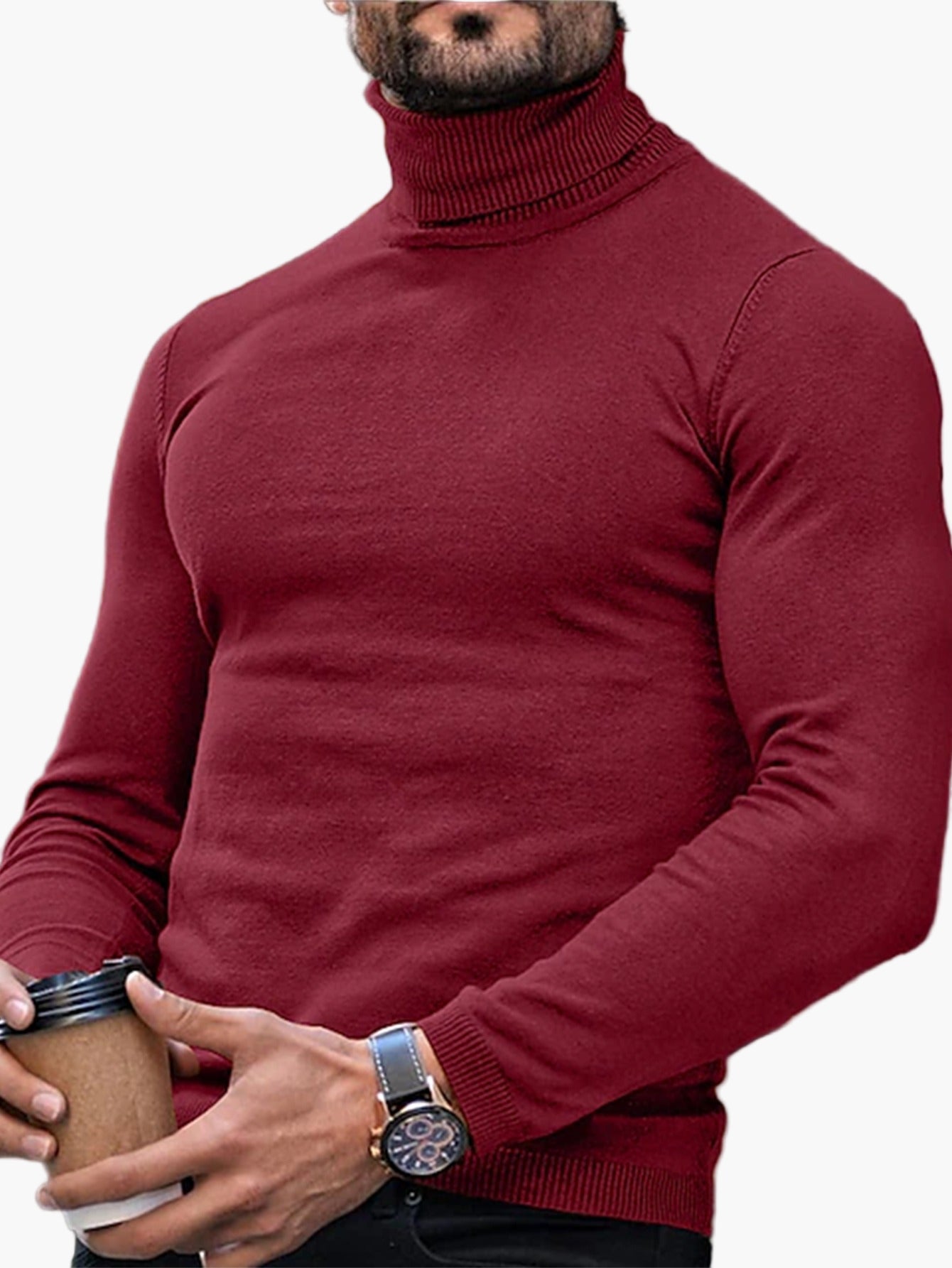 Men's turtleneck sweater – Fashionable, slim-fit knitted sweater for leisure and everyday wear