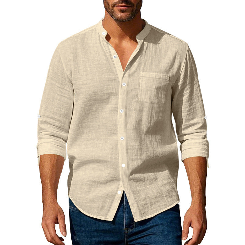 Mark – Langärmliges Casual-Hemd mit Stehkragen und Taschen für Herren